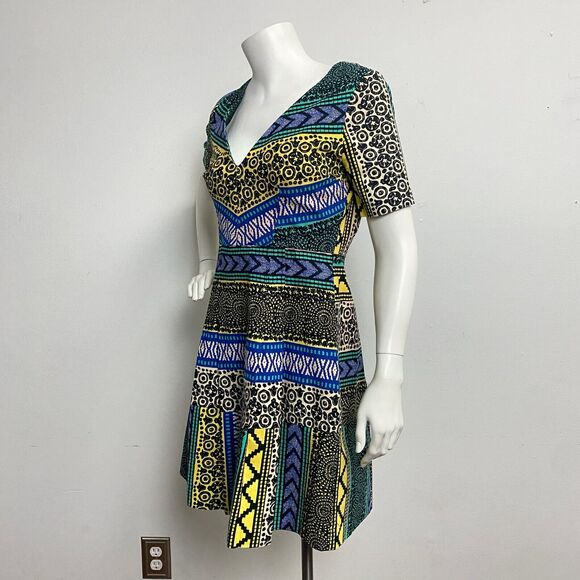 Plenty by Tracy Reese Fit & Flare Dress Lined Women's Size 4 Multicolor Vneck - Picture 5 of 10